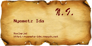 Nyemetz Ida névjegykártya